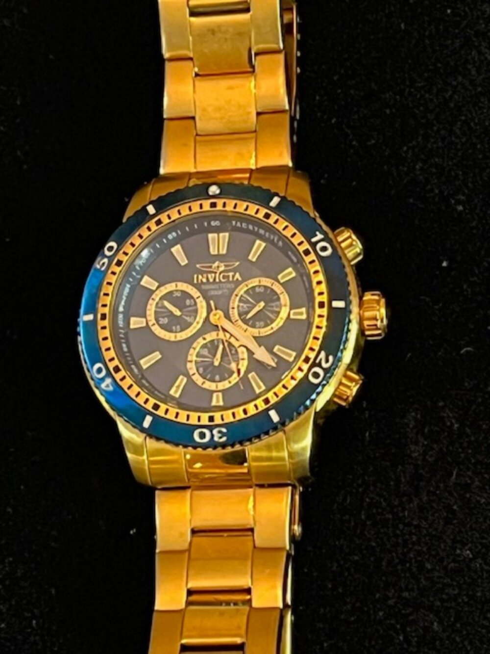 INVICTA | 1205 Tritnite with Case Blue Dial with Date-NEW Battery-EUC